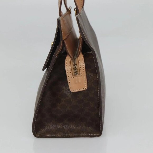 CELINE Macadam Canvas Hand Bag PVC Leather 2way Brown Gold Auth 123320 - Picture 5 of 15